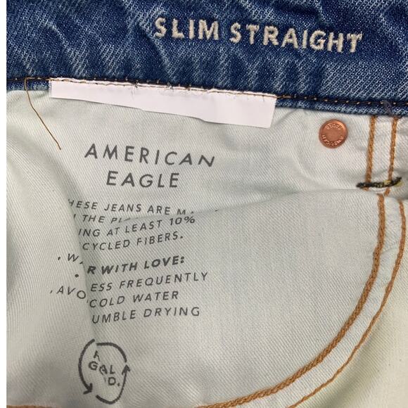 New American Eagle Womens Size 10 Cotton Blend Slim Straight Denim Blue Jeans - Picture 6 of 6